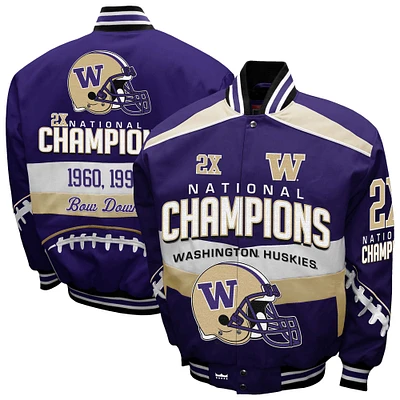 Men's Franchise Club Purple Washington Huskies Cotton Twill Full-Snap Jacket
