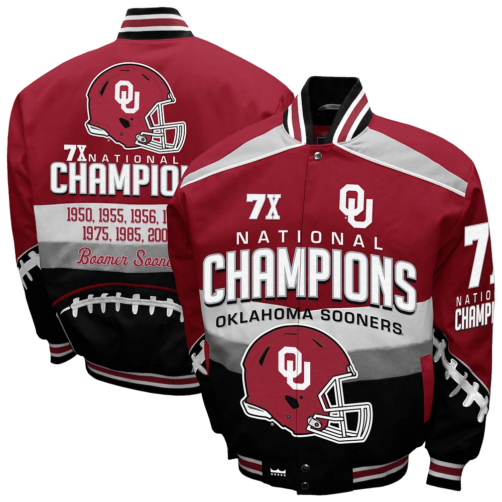 Men's Franchise Club Crimson Oklahoma Sooners Cotton Twill Full-Snap Jacket