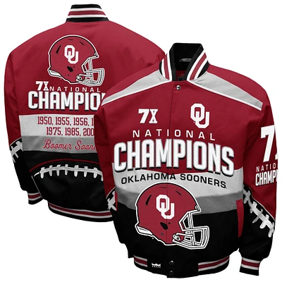 Men's Franchise Club Crimson Oklahoma Sooners Cotton Twill Full-Snap Jacket