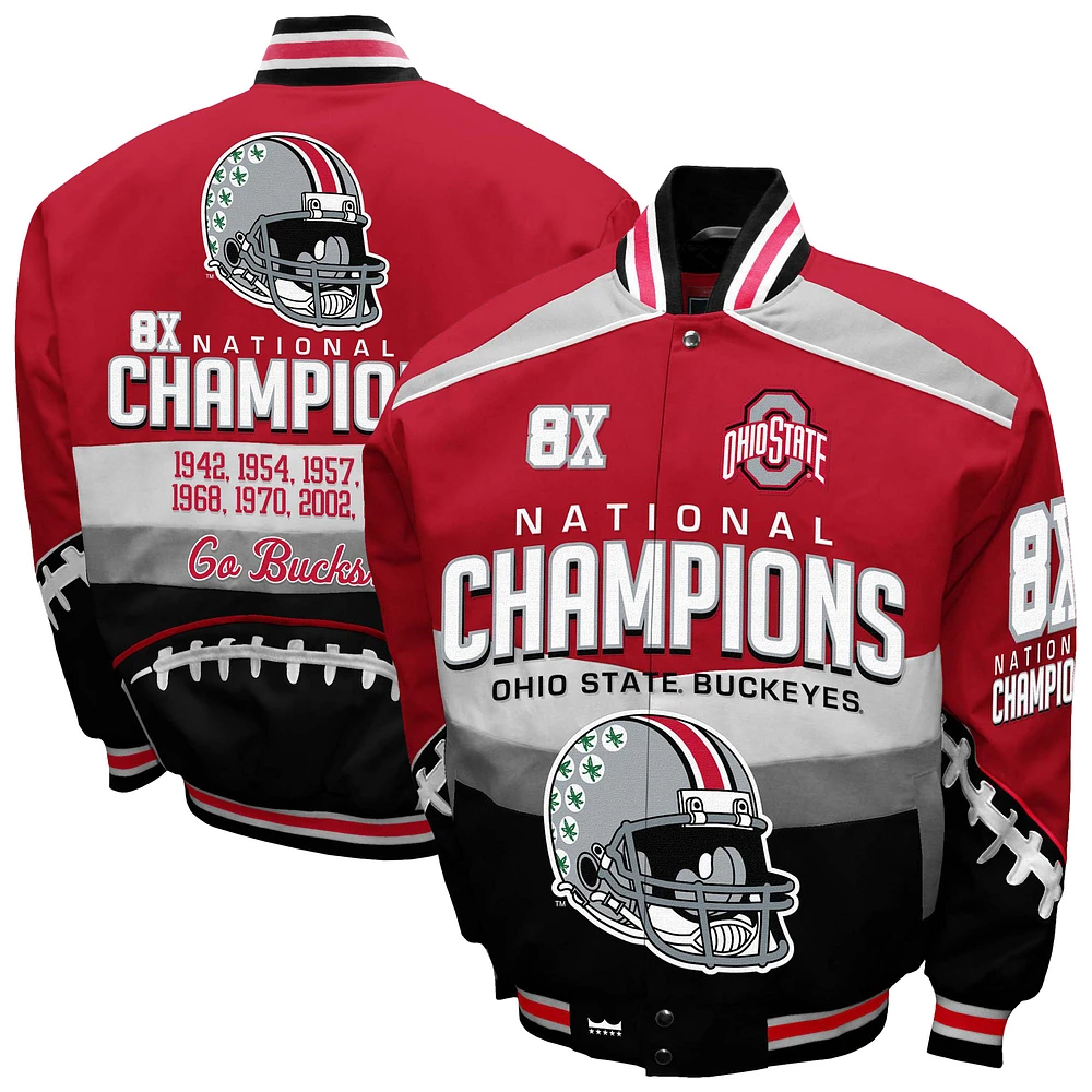 Men's Franchise Club Scarlet Ohio State Buckeyes Cotton Twill Full-Snap Jacket