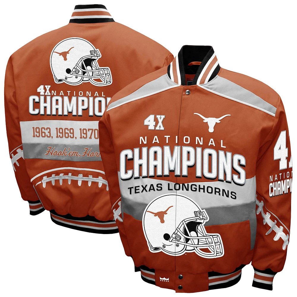 Men's Franchise Club Burnt Orange Texas Longhorns Cotton Twill Full-Snap Jacket
