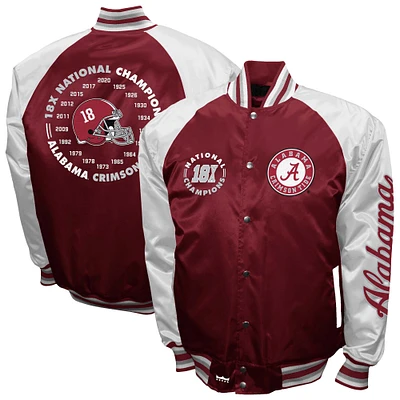 Men's Franchise Club Crimson Alabama Crimson Tide Satin Full-Snap Jacket