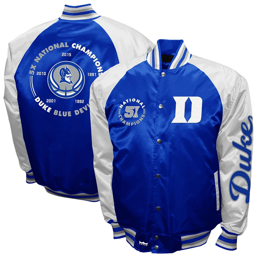 Men's Franchise Club Royal Duke Blue Devils Satin Full-Snap Jacket