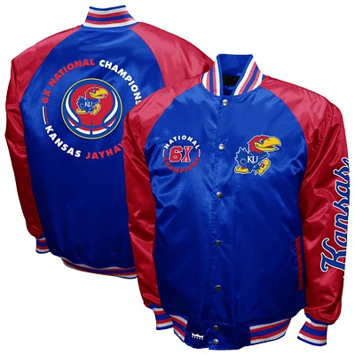 Men's Franchise Club Royal Kansas Jayhawks Satin Full-Snap Jacket