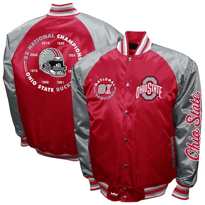 Men's Franchise Club Scarlet Ohio State Buckeyes Satin Full-Snap Jacket