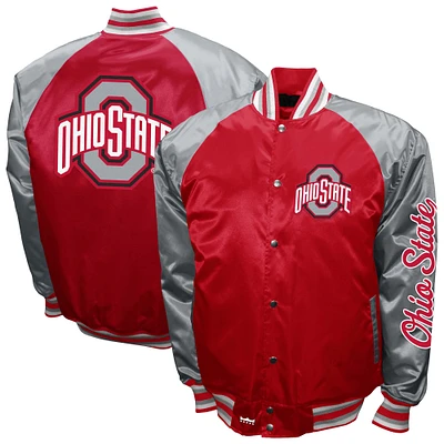 Men's Franchise Club Scarlet Ohio State Buckeyes The Game Satin Full-Snap Jacket