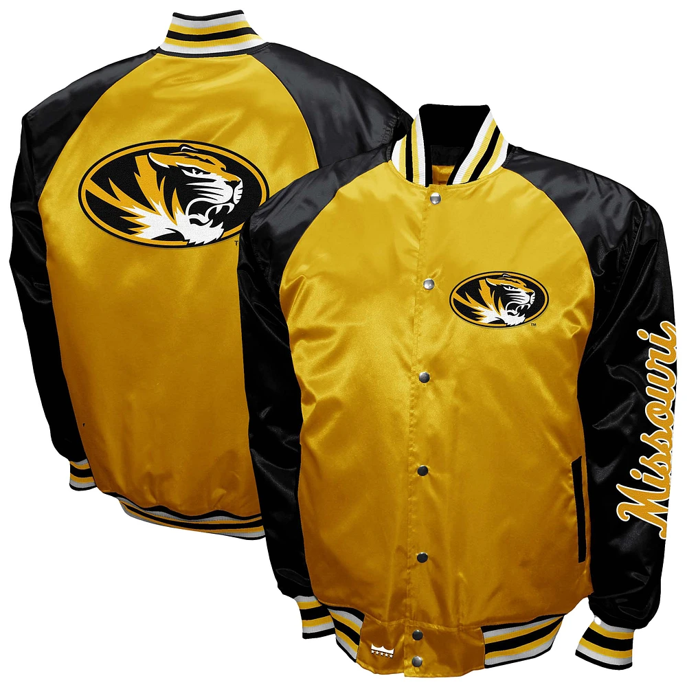 Men's Franchise Club Gold Missouri Tigers The Game Satin Full-Snap Jacket