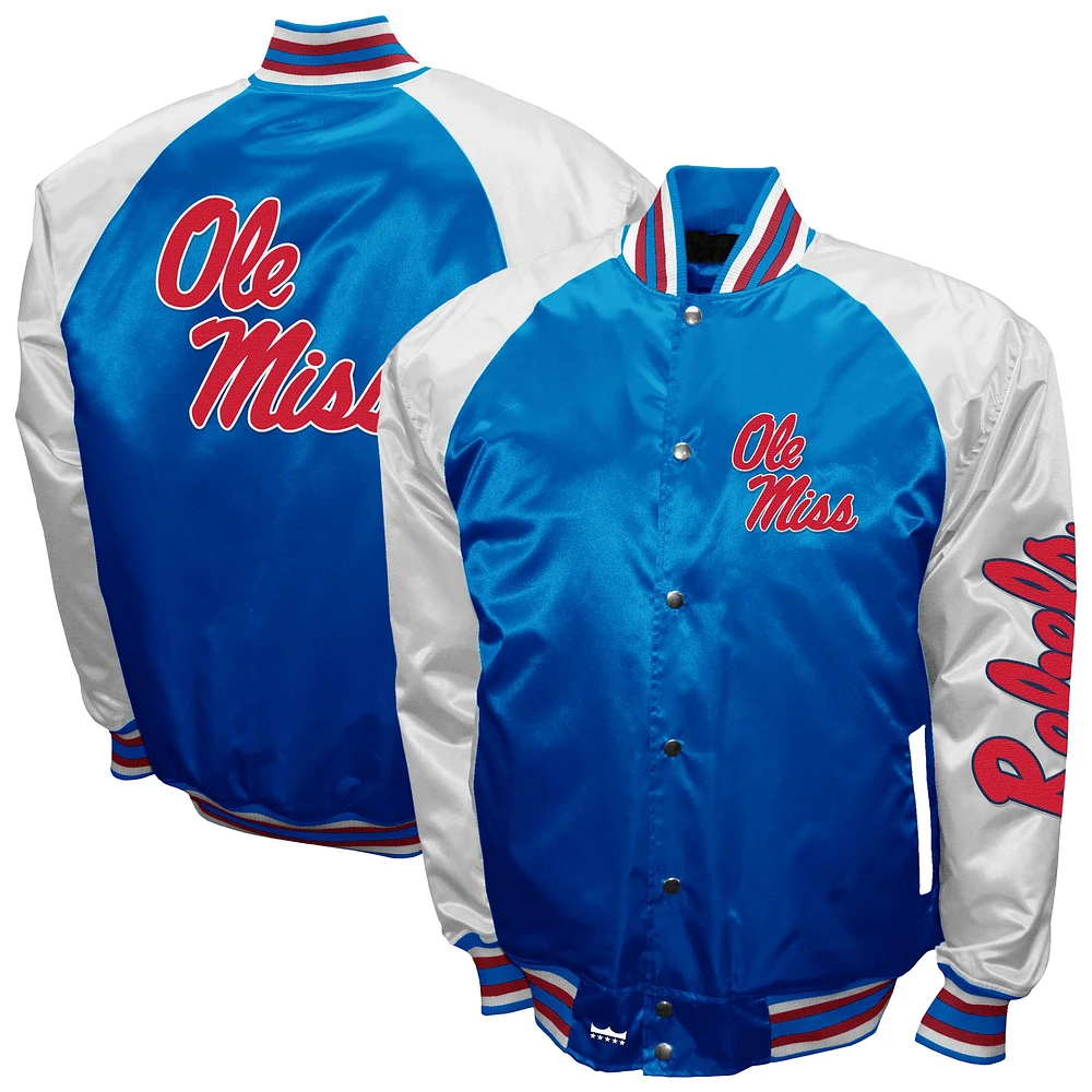Men's Franchise Club Powder Blue Ole Miss Rebels The Game Satin Full-Snap Jacket