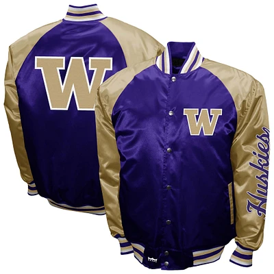 Men's Franchise Club Purple Washington Huskies The Game Satin Full-Snap Jacket