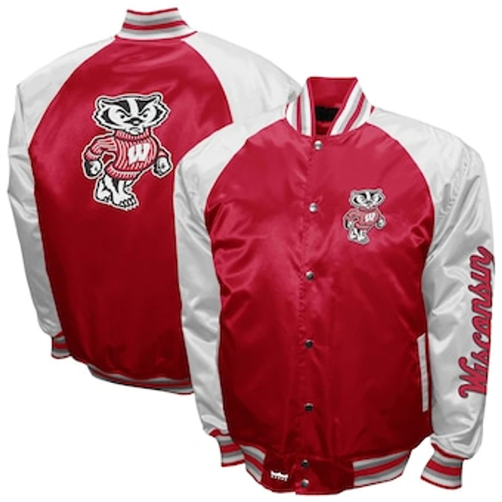 Men's Franchise Club Red Wisconsin Badgers The Game Satin Full-Snap Jacket