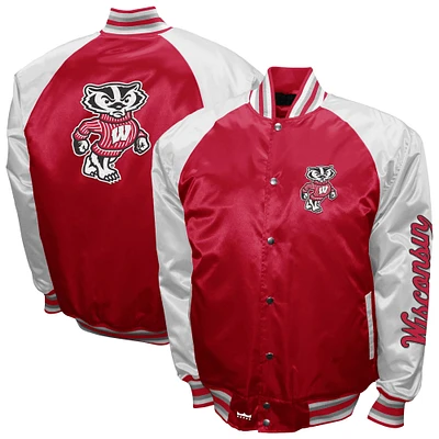 Men's Franchise Club Red Wisconsin Badgers The Game Satin Full-Snap Jacket