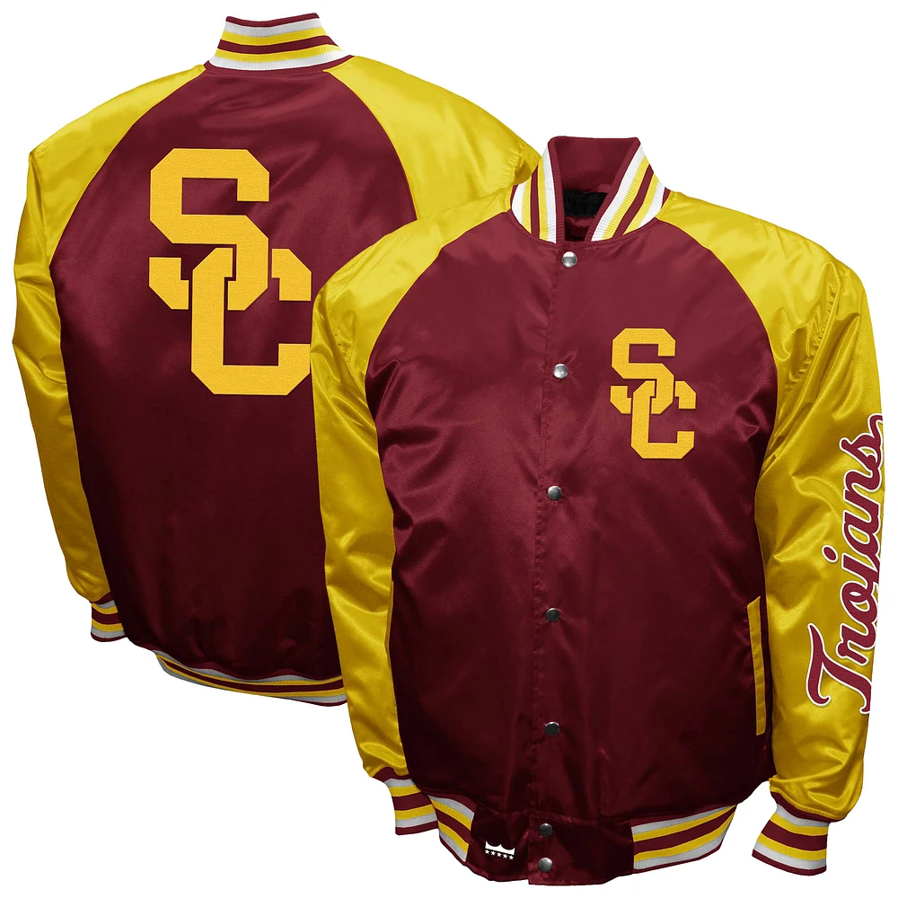 Men's Franchise Club Cardinal USC Trojans The Game Satin Full-Snap Jacket