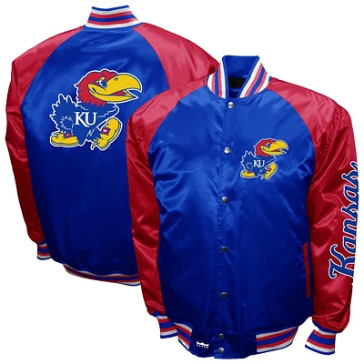 Men's Franchise Club Royal Kansas Jayhawks The Game Satin Full-Snap Jacket