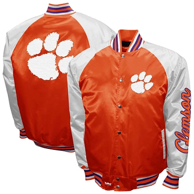 Men's Franchise Club Orange Clemson Tigers The Game Satin Full-Snap Jacket