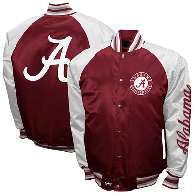 Men's Franchise Club Crimson Alabama Tide The Game Satin Full-Snap Jacket