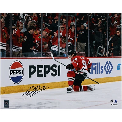 Connor Bedard Chicago Blackhawks Autographed 16" x 20" Red Jersey Celebration Photograph