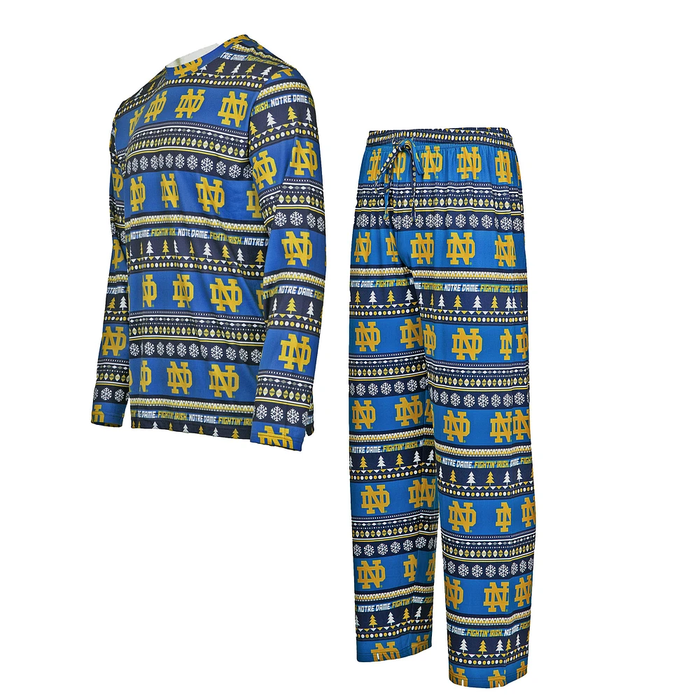 Men's Concepts Sport Navy Notre Dame Fighting Irish Swivel Long Sleeve Top & Pants Sleep Set