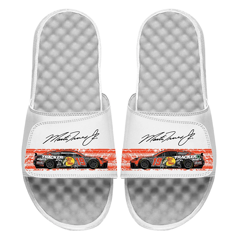 ISlide White Martin Truex Jr Car Signature Stack Slide Sandals