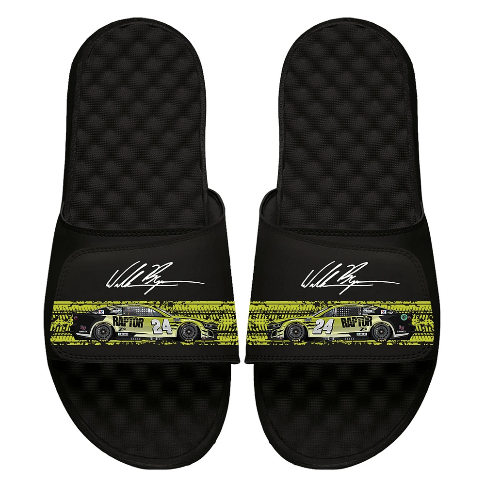 ISlide Black William Byron Car Signature Stack Slide Sandals