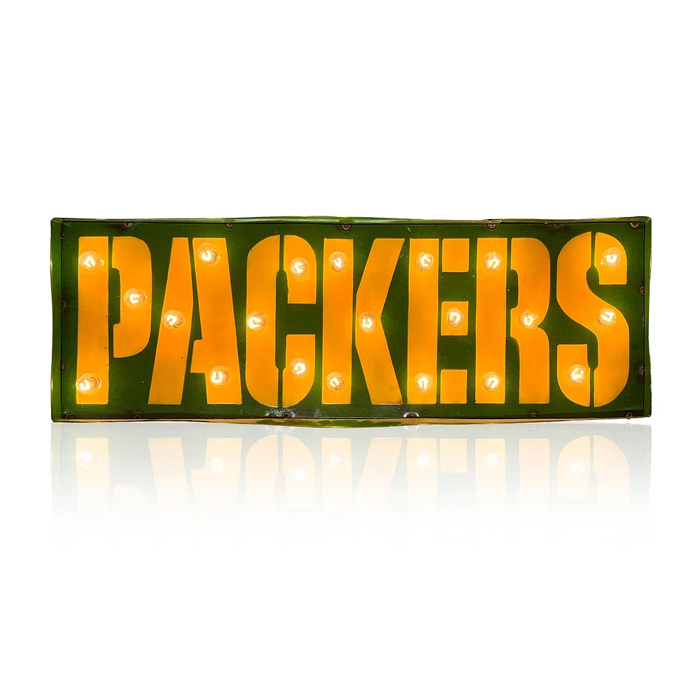Imperial Green Bay Packers 25" x 9" Lighted Recycled Metal Street Sign