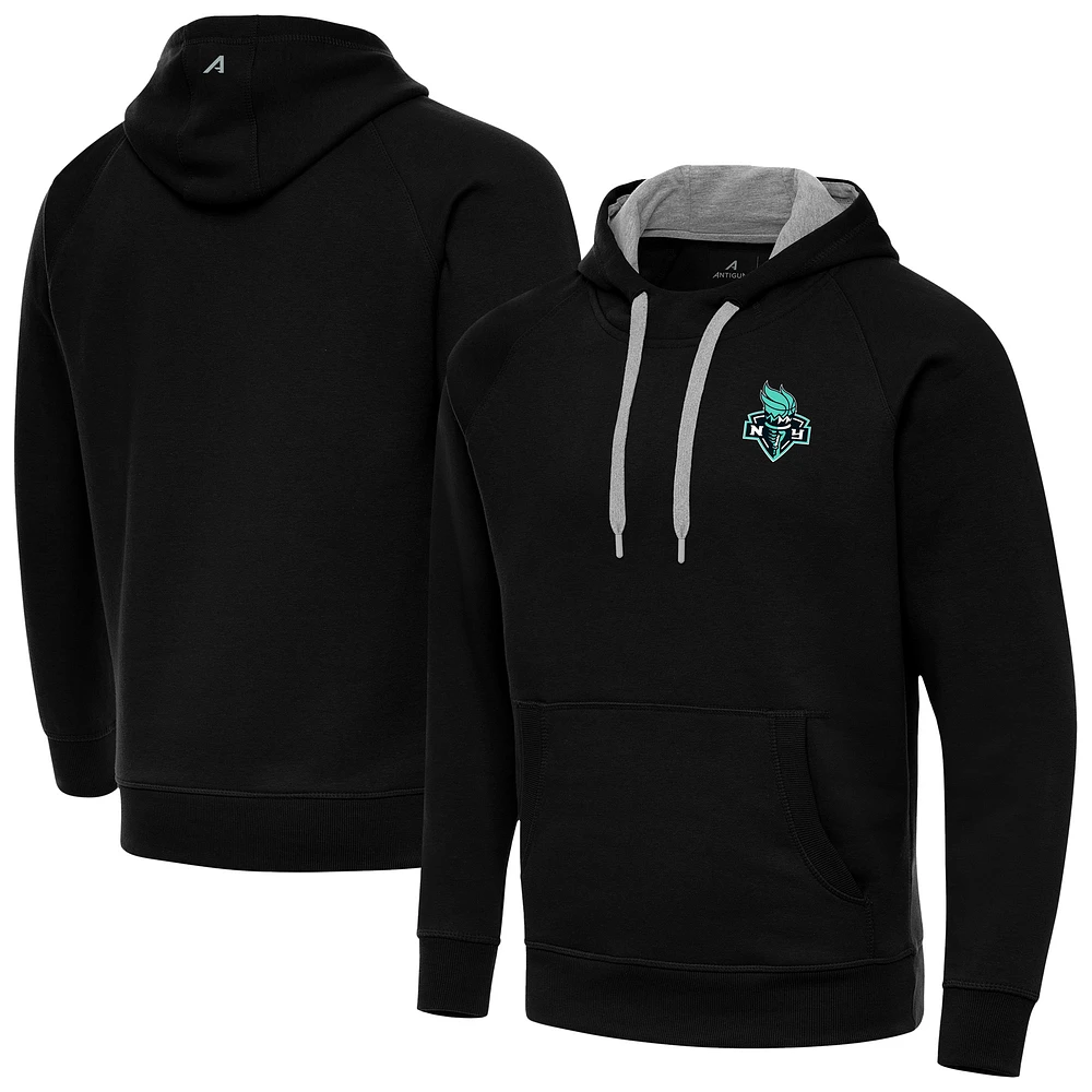 Men's Antigua Black New York Liberty Victory Pullover Hoodie