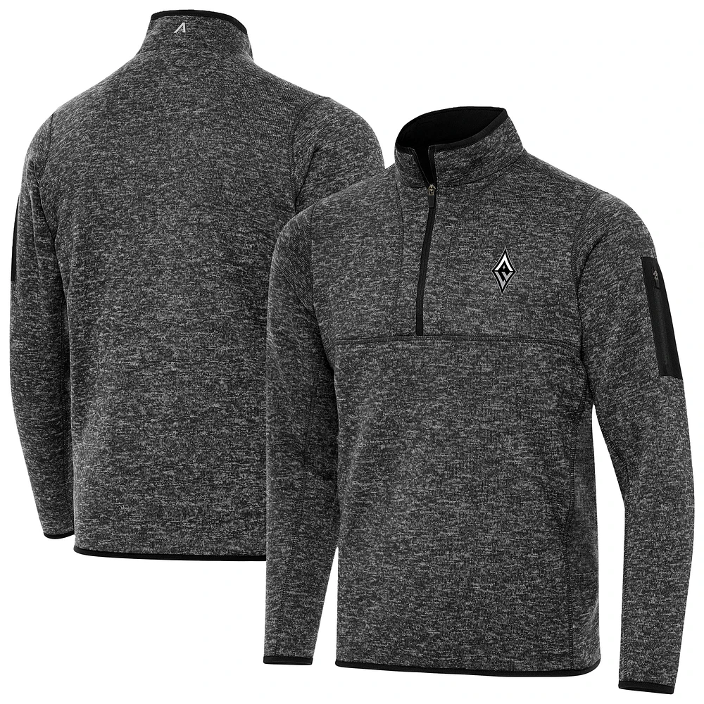 Men's Antigua Heather Black Las Vegas Aces Fortune Quarter-Zip Pullover Jacket