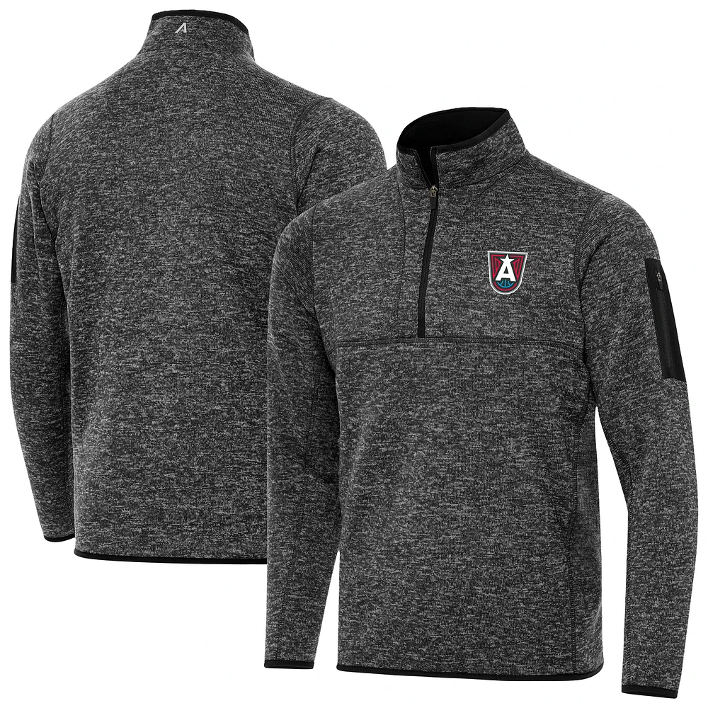 Men's Antigua Heather Black Atlanta Dream Fortune Quarter-Zip Pullover Jacket