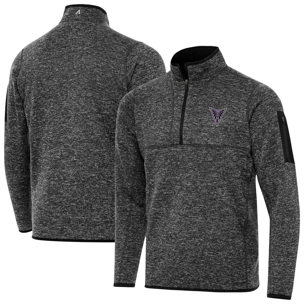 Men's Antigua Heather Black Golden State Valkyries Fortune Quarter-Zip Pullover Jacket