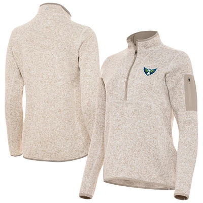 Women's Antigua Oatmeal Dallas Wings Fortune Half-Zip Pullover Jacket