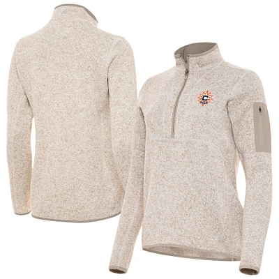 Women's Antigua Oatmeal Connecticut Sun Fortune Half-Zip Pullover Jacket