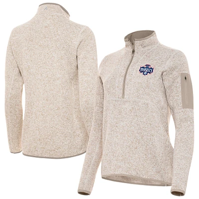 Women's Antigua Oatmeal Washington Mystics Fortune Half-Zip Pullover Jacket