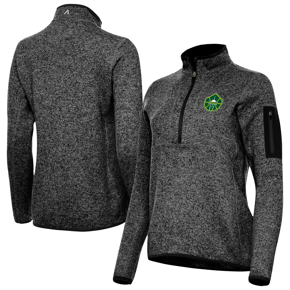 Women's Antigua Heather Black Seattle Storm Fortune Half-Zip Pullover Jacket