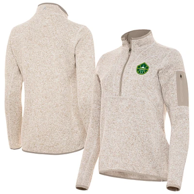 Women's Antigua Oatmeal Seattle Storm Fortune Half-Zip Pullover Jacket