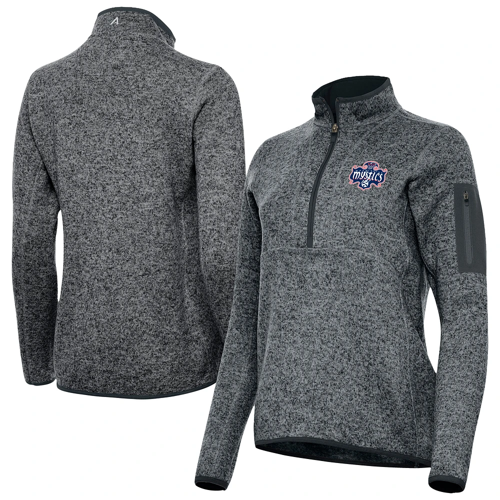 Women's Antigua Heather Washington Mystics Fortune Half-Zip Pullover Jacket