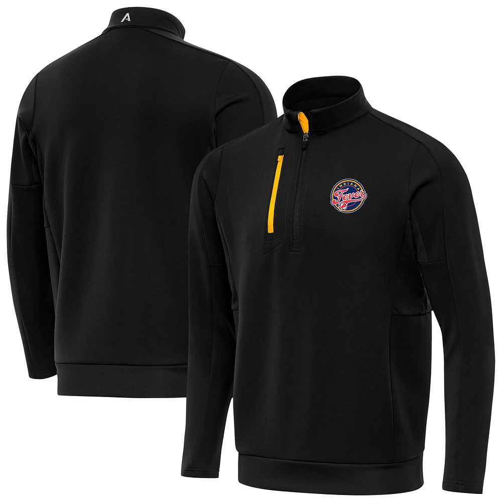 Men's Antigua Black Indiana Fever Generation Quarter-Zip Pullover Top