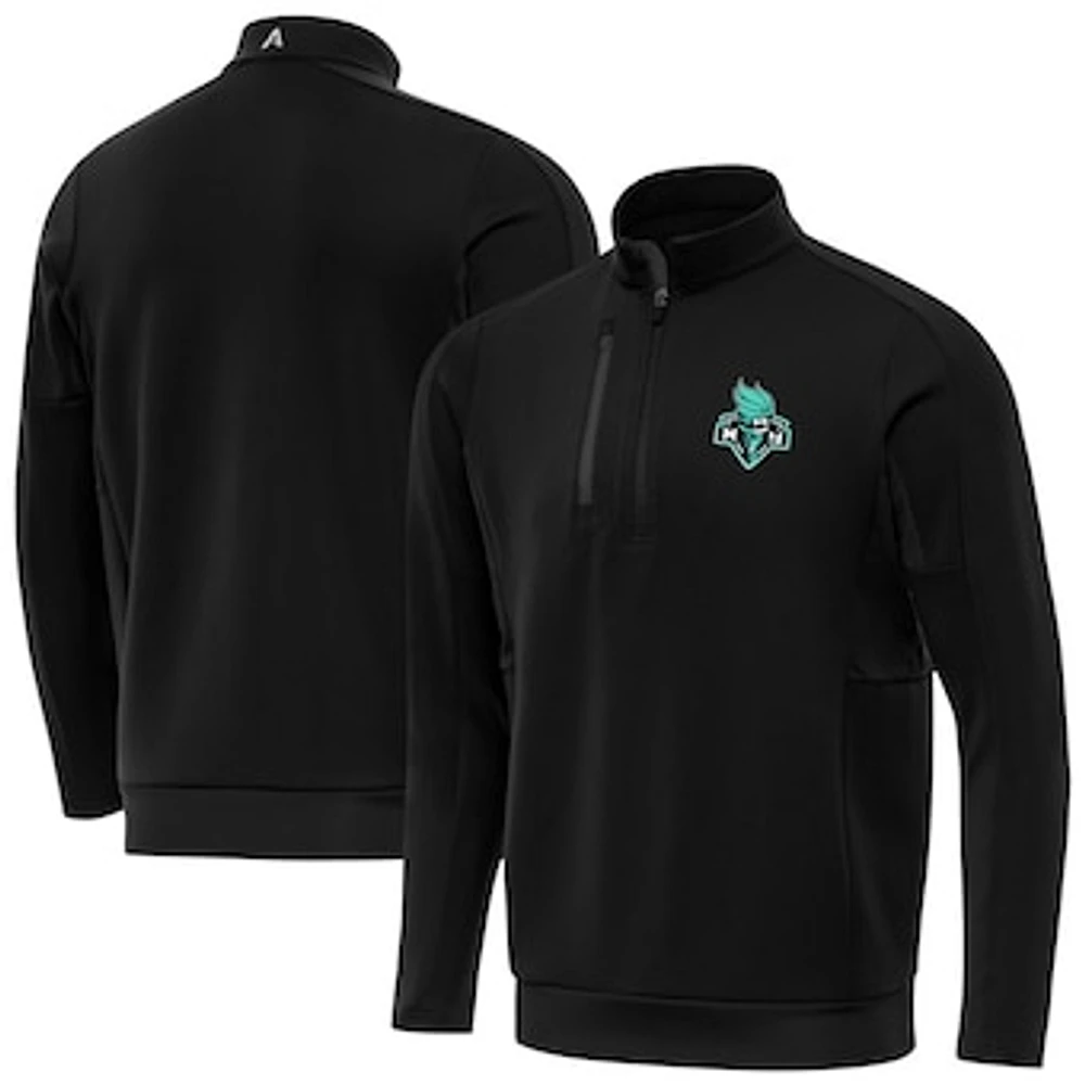 Men's Antigua Black New York Liberty Generation Quarter-Zip Pullover Top