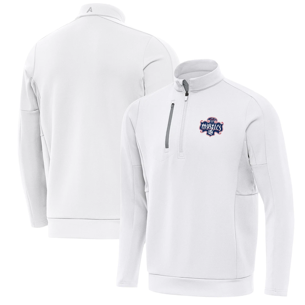 Men's Antigua White Washington Mystics Generation Quarter-Zip Pullover Top