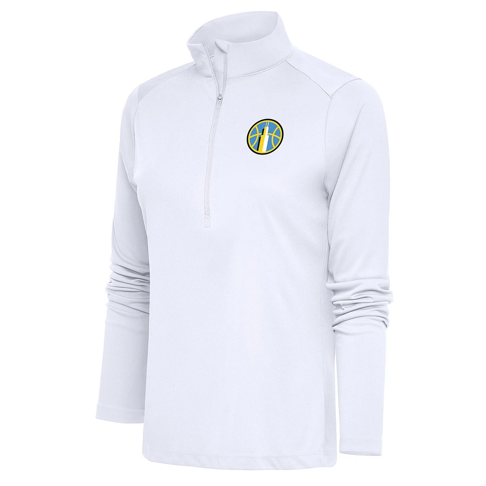 Women's Antigua White Chicago Sky Tribute Half-Zip Top