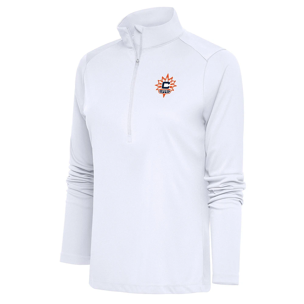 Women's Antigua White Connecticut Sun Tribute Half-Zip Top