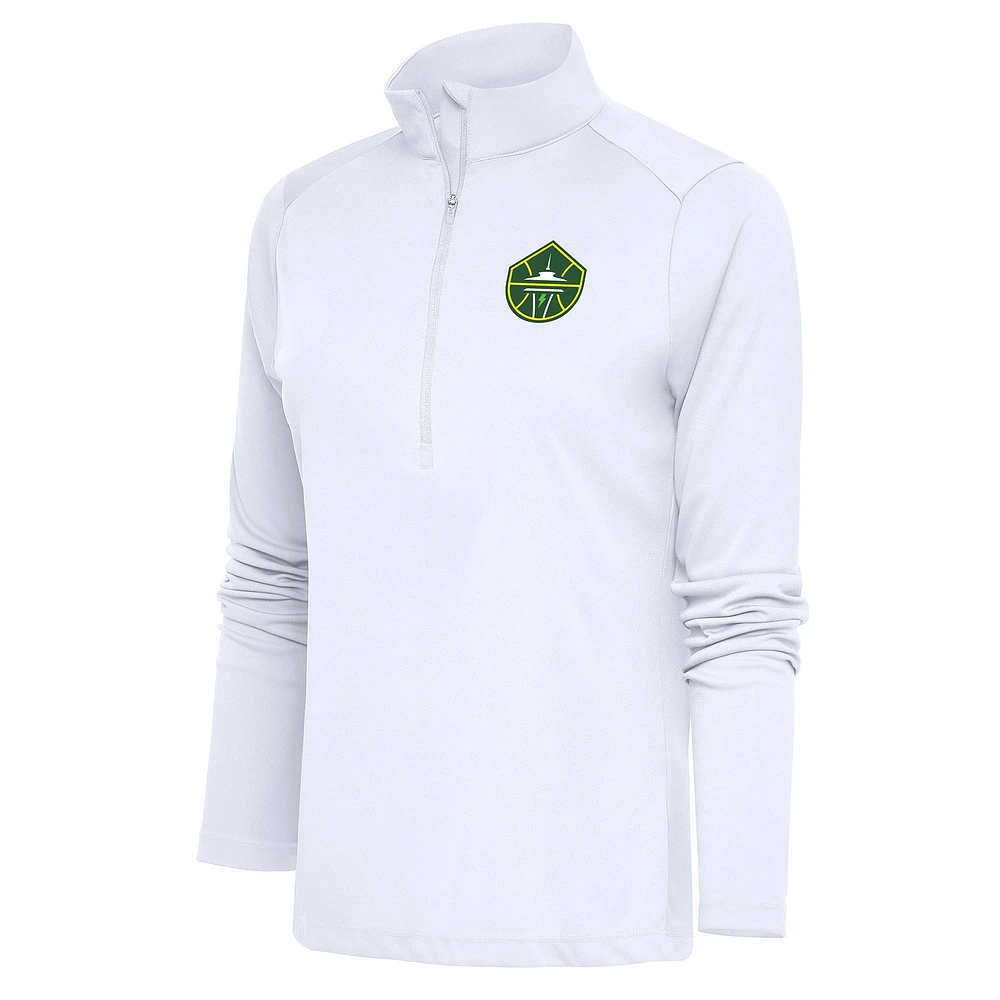 Women's Antigua White Seattle Storm Tribute Half-Zip Top