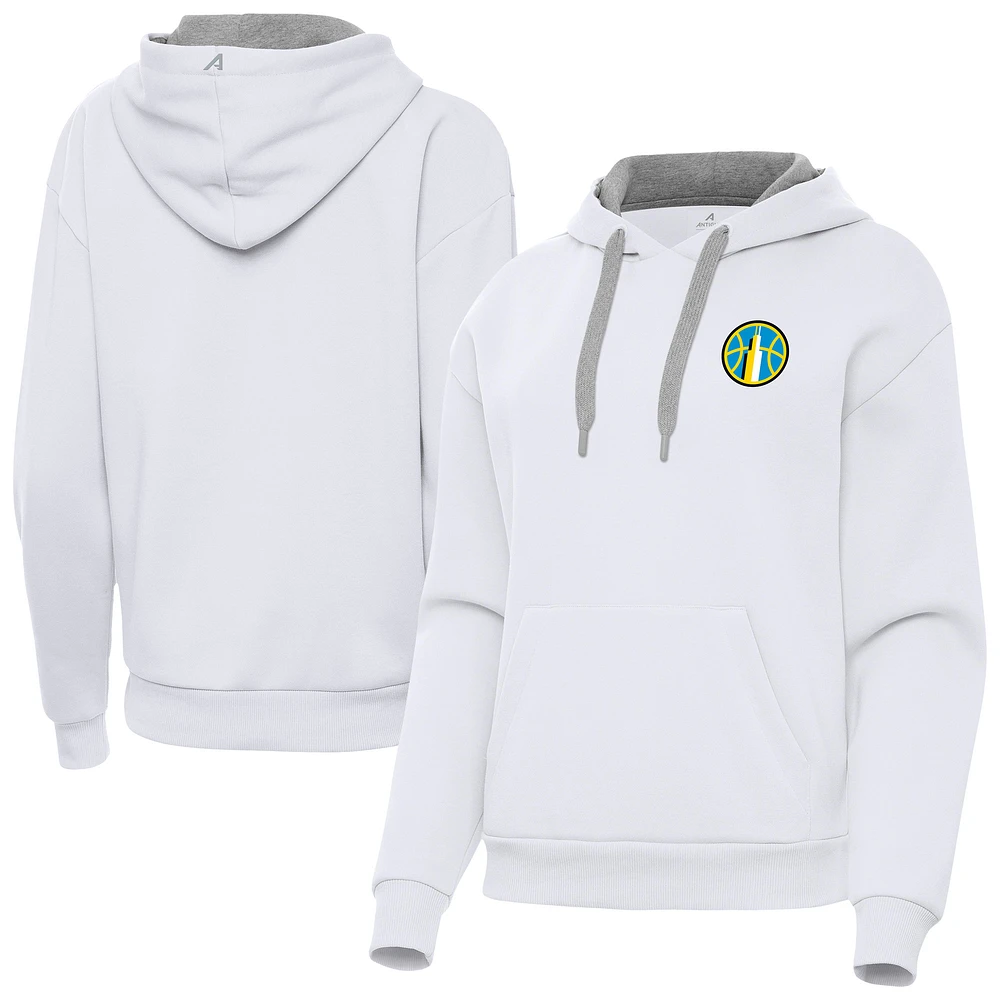 Women's Antigua White Chicago Sky Victory Pullover Hoodie