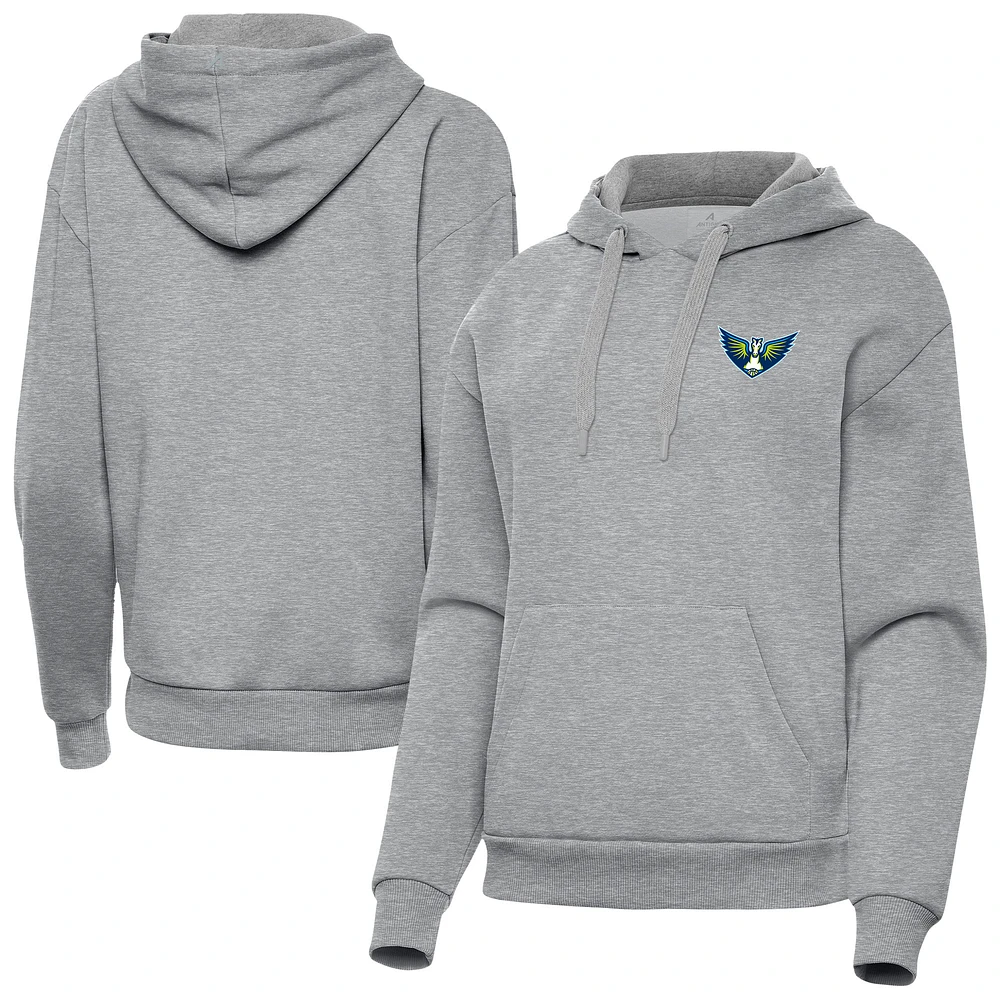 Women's Antigua Heather Gray Dallas Wings Victory Pullover Hoodie