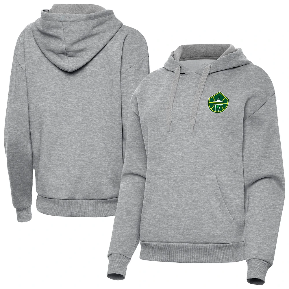 Women's Antigua Heather Gray Seattle Storm Victory Pullover Hoodie
