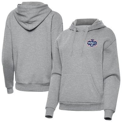 Women's Antigua Heather Gray Washington Mystics Victory Pullover Hoodie