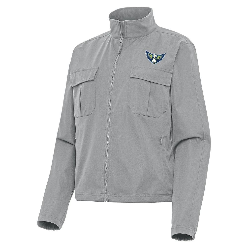 Women's Antigua Gray Dallas Wings Even Par Full-Zip Jacket