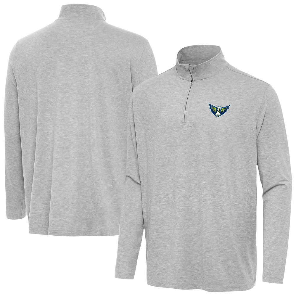 Men's Antigua Heather Gray Dallas Wings Hunk Quarter-Zip Top