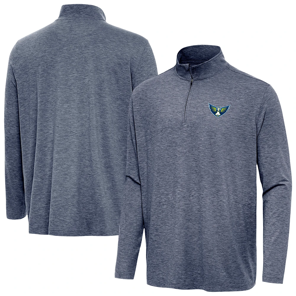 Men's Antigua Heather Navy Dallas Wings Hunk Quarter-Zip Top