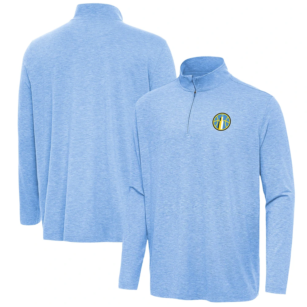 Men's Antigua Heather Sky Blue Chicago Hunk Quarter-Zip Top