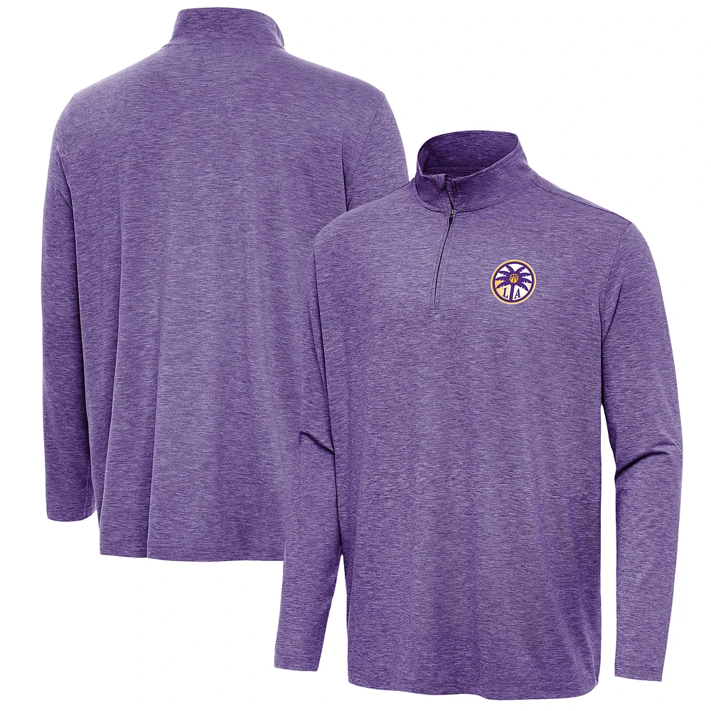 Men's Antigua Heather Purple Los Angeles Sparks Hunk Quarter-Zip Top
