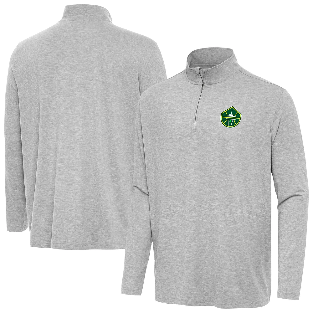 Men's Antigua Heather Seattle Storm Hunk Quarter-Zip Top